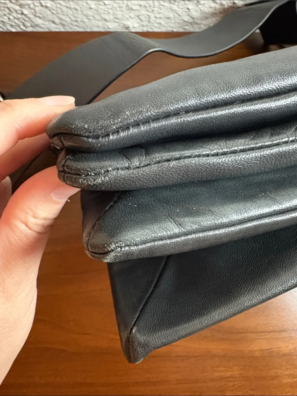 & Other Stories Suede Triple Compartment Crossbody Bag - Black Leather